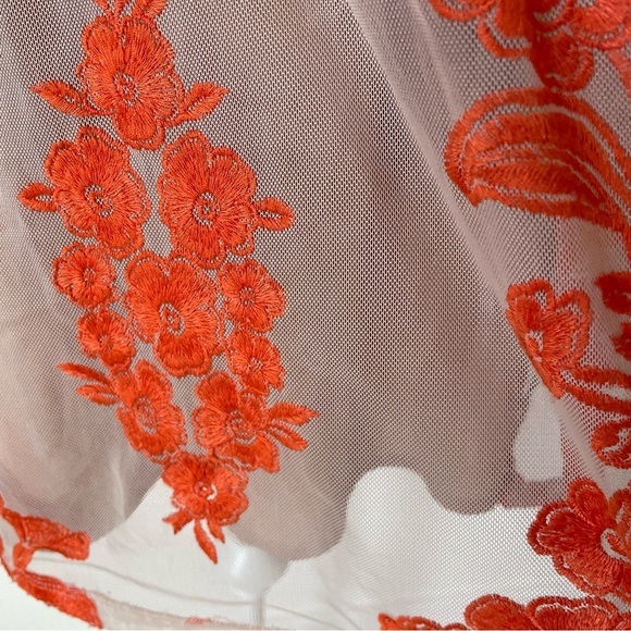 For Love & Lemons x Free People Temecula Long Sleeve Orange Floral Mini Dress XS - Picture 10 of 11
